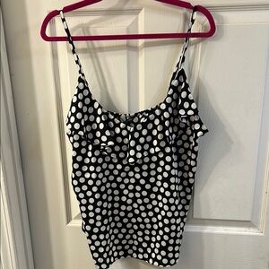 Casual Ruffle Black with white polka dotted tank top